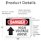 Signmission High Voltage Above Danger Sign, Vinyl Decal, 18in W x 12in L, 2PK OS-2PACK-DS-D-1218-L-2228 - alternate 3